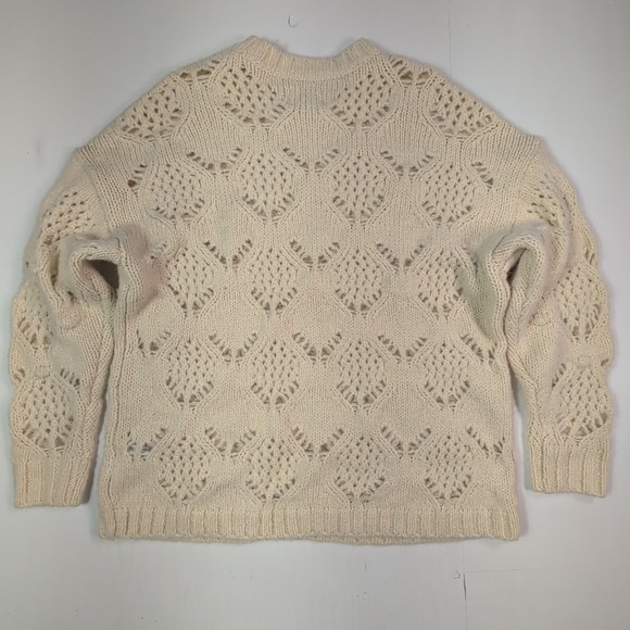American Eagle Outfitters Sweaters - American Eagle Women Cream Wool Blend Pointelle Bobble Chunky Knit Sweater Small